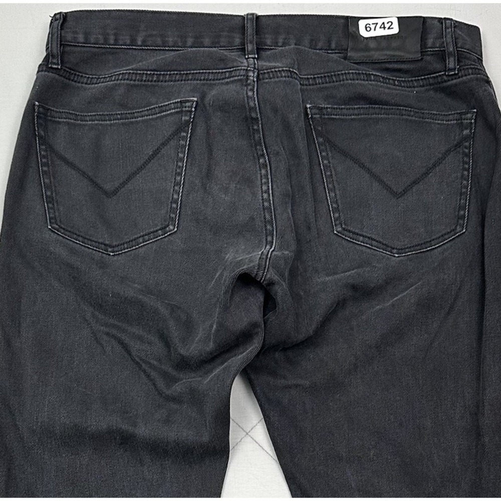 John Varvatos JV701 Regular Jeans Mens 33x27 Black Stretch Waxed Denim Dark